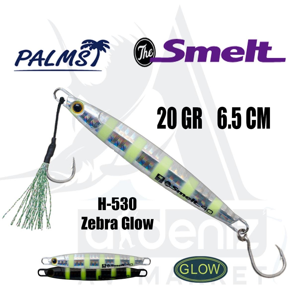 PALMS The Smelt Jig 20gr 6.5cm Jig Yem Color: MG-530 Zebra GlowPALMS