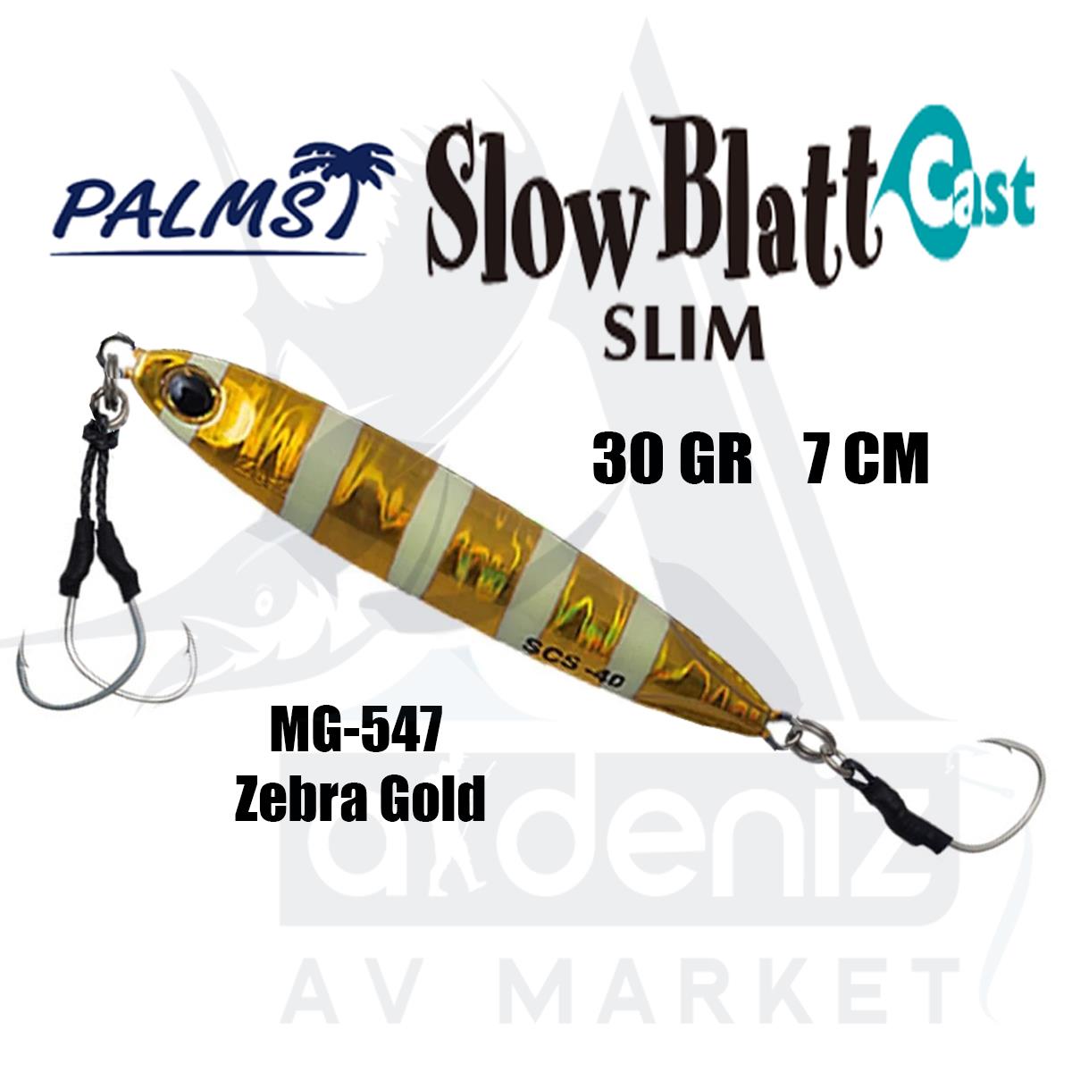 PALMS Zetz Slow Blatt Cast Slim Jig 30gr 7cm Jig Yem Color: MG-547 Zebra GoldPALMS