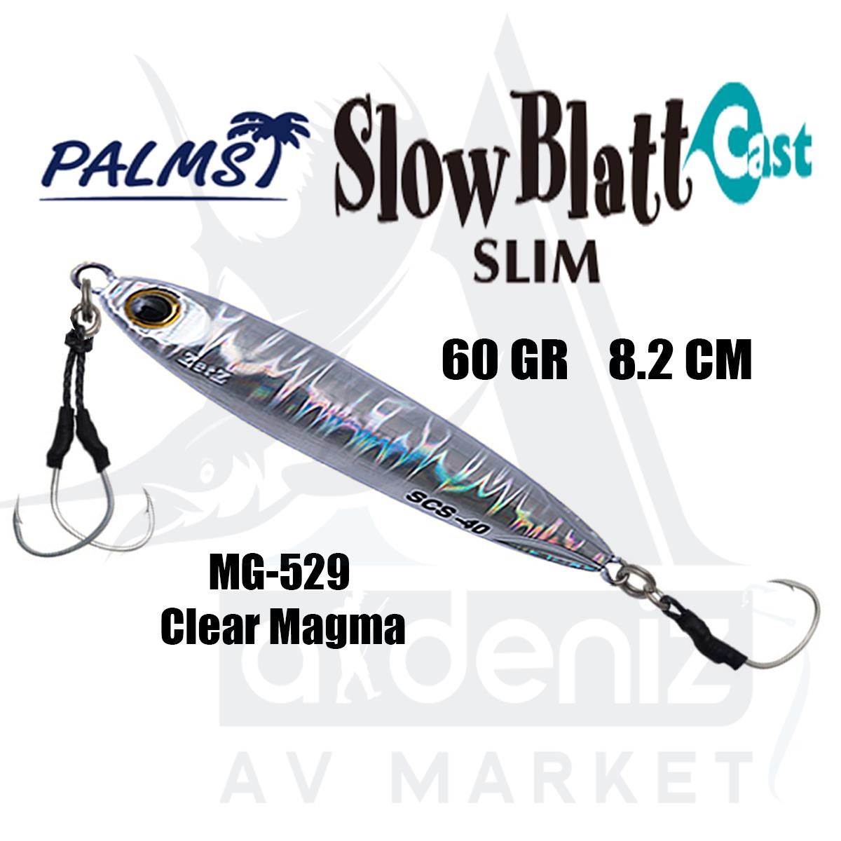 PALMS Zetz Slow Blatt Cast Slim Jig 60gr 8.2cm Jig Yem Color: MG-529 Clear MagmaPALMS