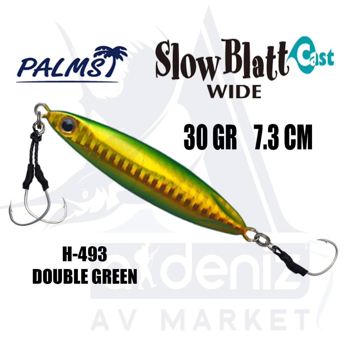 PALMS Zetz Slow Blatt Cast Wide Jig 30gr 7.3cm Jig Yem Color: H-493 Double GreenPALMS