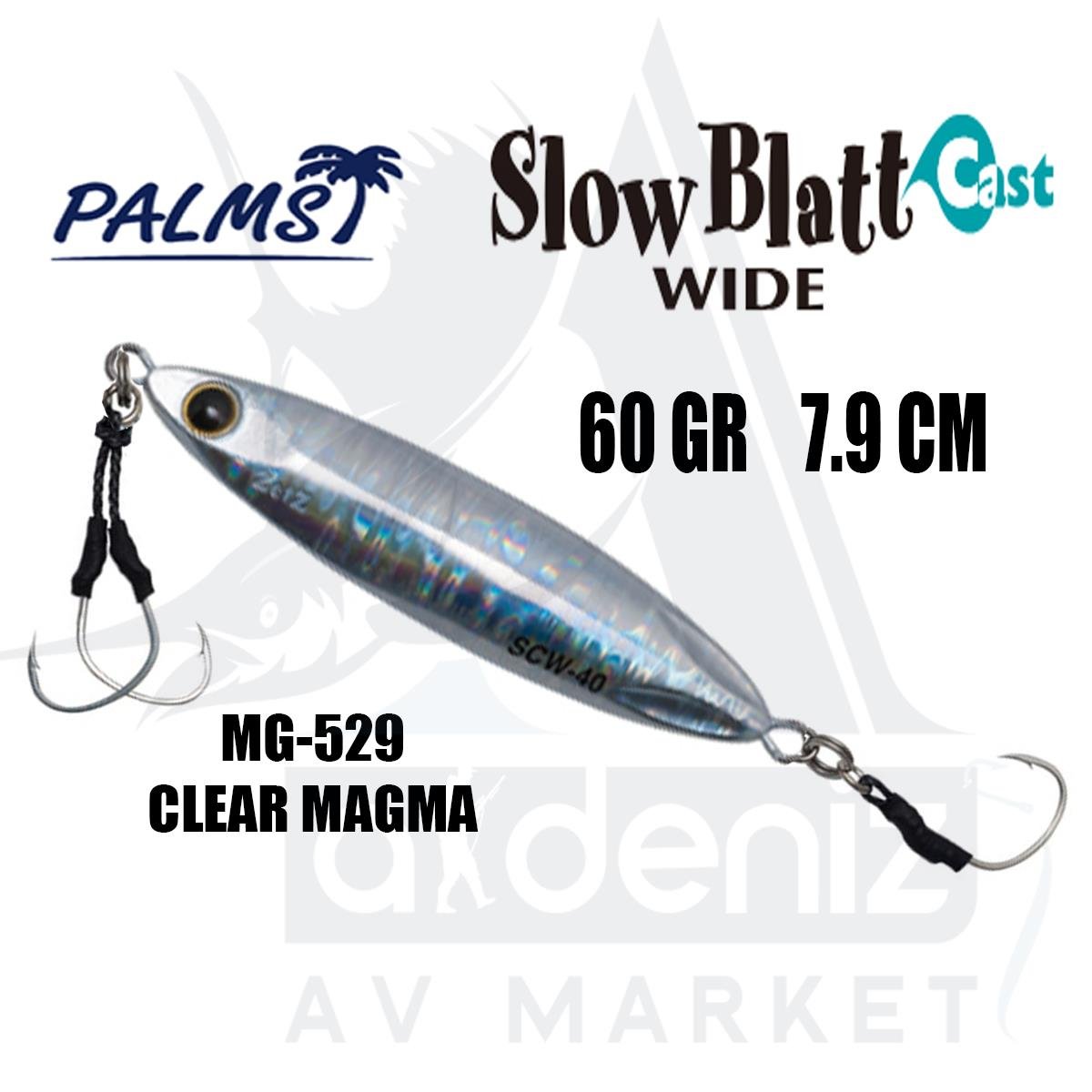 PALMS Zetz Slow Blatt Cast Wide Jig 60gr 7.9cm Jig Yem Color: MG-529 Clear MagmaPALMS