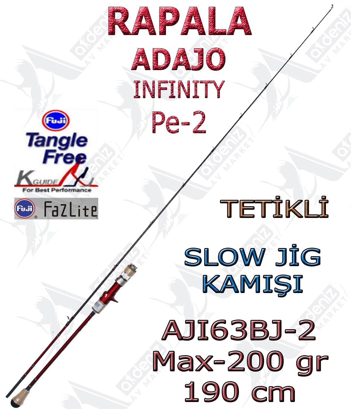 Rapala Adajo İnfinity Pe#2 Slow Jig Kamışı AJI63BJ-2 Max-200 Gr 190 Cm (Tetikli-2 Parça)RAPALA