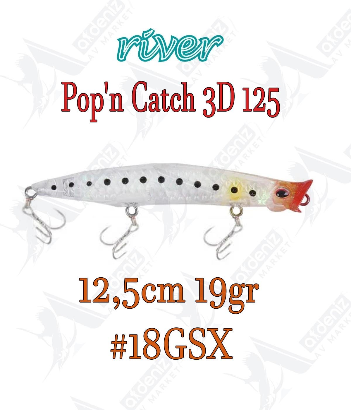 River Pop'n Catch 3D 125 12.5cm 19gr Popper Color:18GSXRİVER