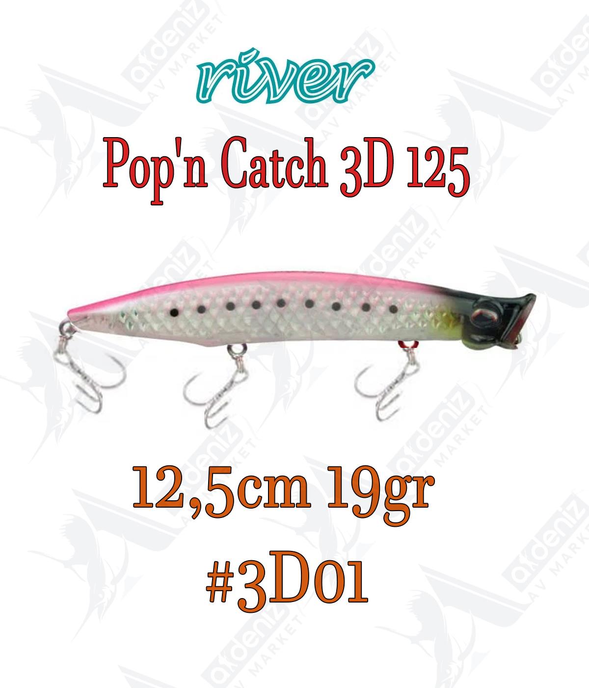 River Pop'n Catch 3D 125 12.5cm 19gr Popper Color:3D01RİVER