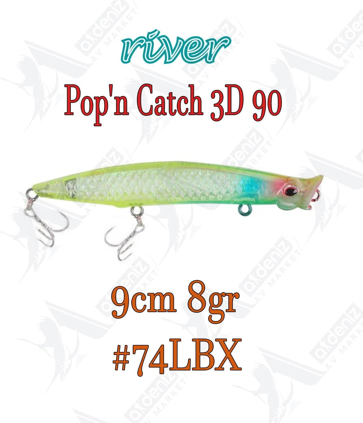 River Pop'n Catch 3D 90 9cm 8gr Popper Color:74LBXRİVER