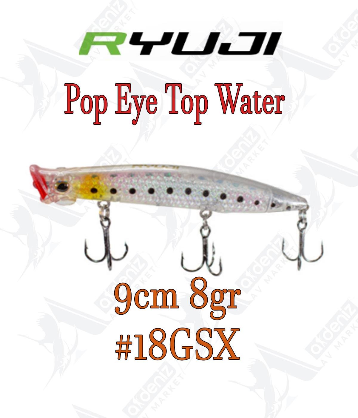 Ryuji Pop Eye Top Water 9cm 8gr Popper Color:18GSXRİVER