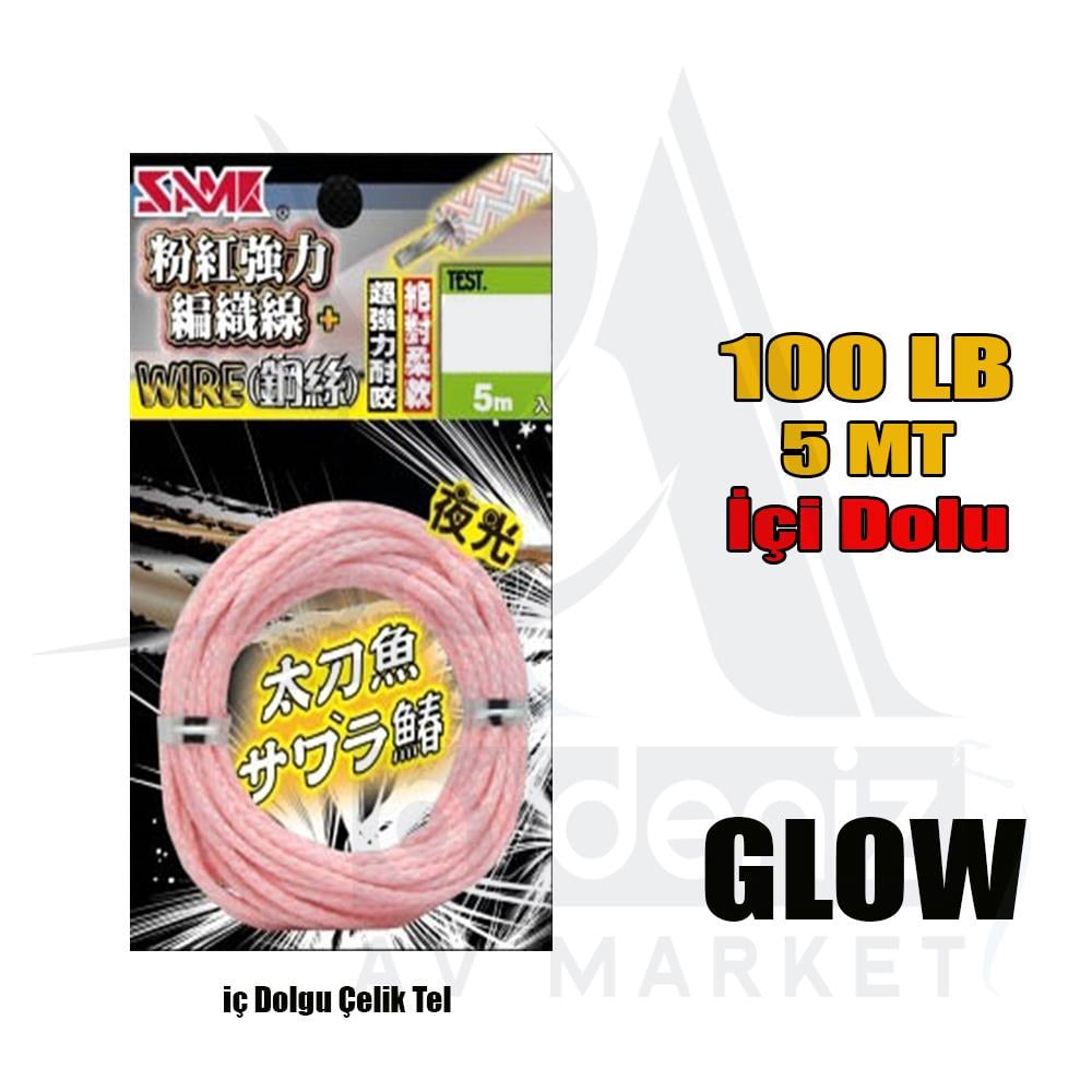 SAME DYNEEMA Wire Line Asist İpi 100 lb 5 mt Pink (PEMBE) GLOW Assist LineSAME FİSHİNG