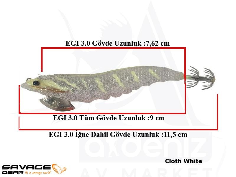 Savage gear 3D Shırımp Egı Jıg 7.5 cm 14 gr Suni Yem #Cloth White
