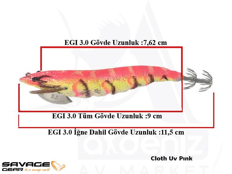 Savage gear 3D Shırımp Egı Jıg 9 cm 23 gr Suni Yem #Cloth Uv Pınk