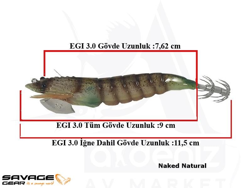 Savage gear 3D Shırımp Egı Jıg 9 cm 23 gr Suni Yem #Naked Natural