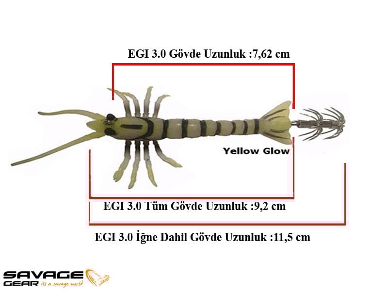 Savage gear 3D TPE Shırımp Egı Jıg 9.2 cm 14 gr Suni Yem #Yellow Glow