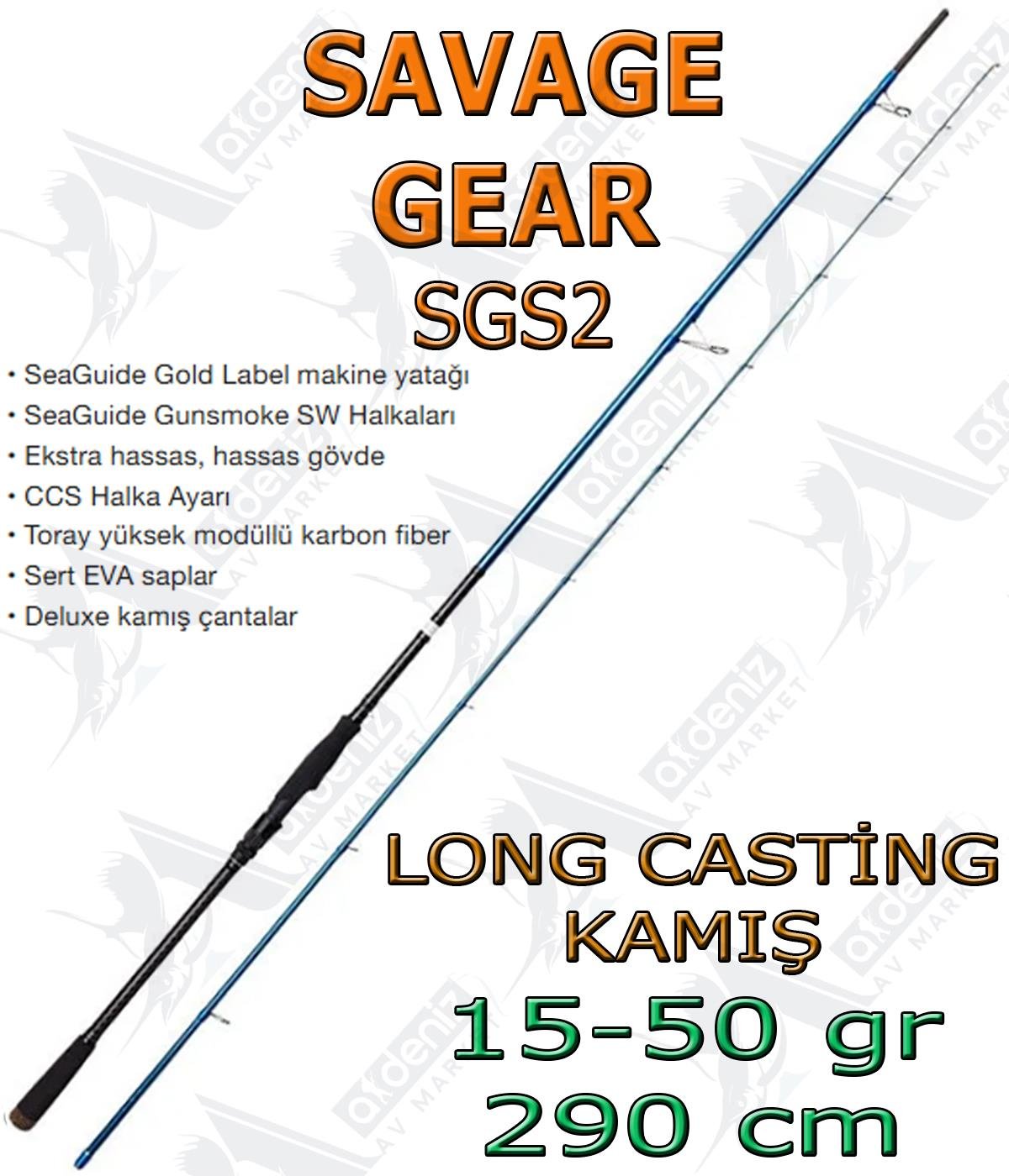 Savage Gear SGS2 Long Casting 2.90 mt 15-50 gr 2 Parça Olta KamışıSAVAGE  GEAR