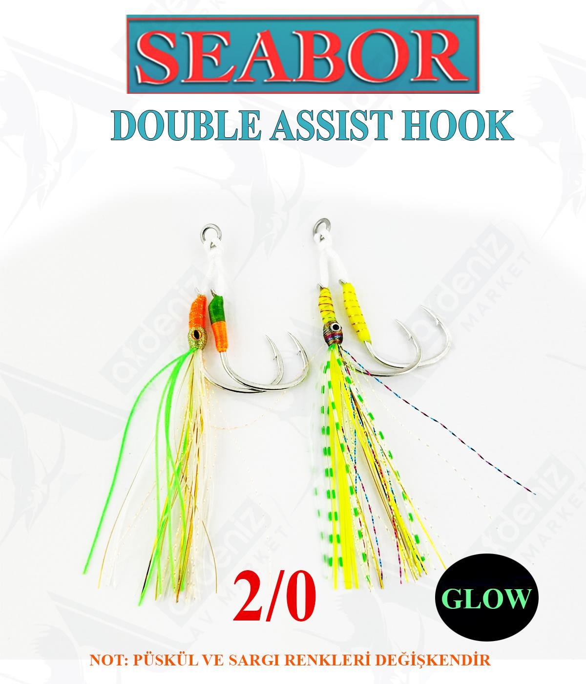 Seabor Double Simli-Püsküllü jig Assist İğne (2 adet) SBR06 No:2/0SEABOR