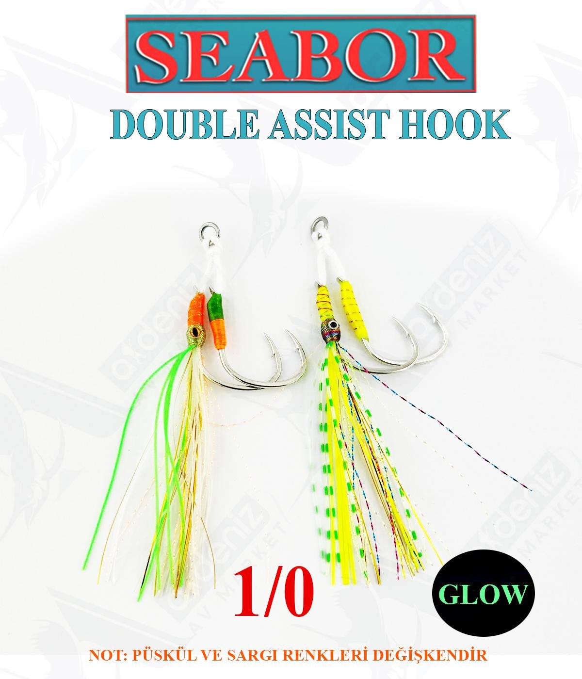 Seabor Double Simli-Püsküllü jig Assist İğne (2 adet) SBR06 No:1/0SEABOR