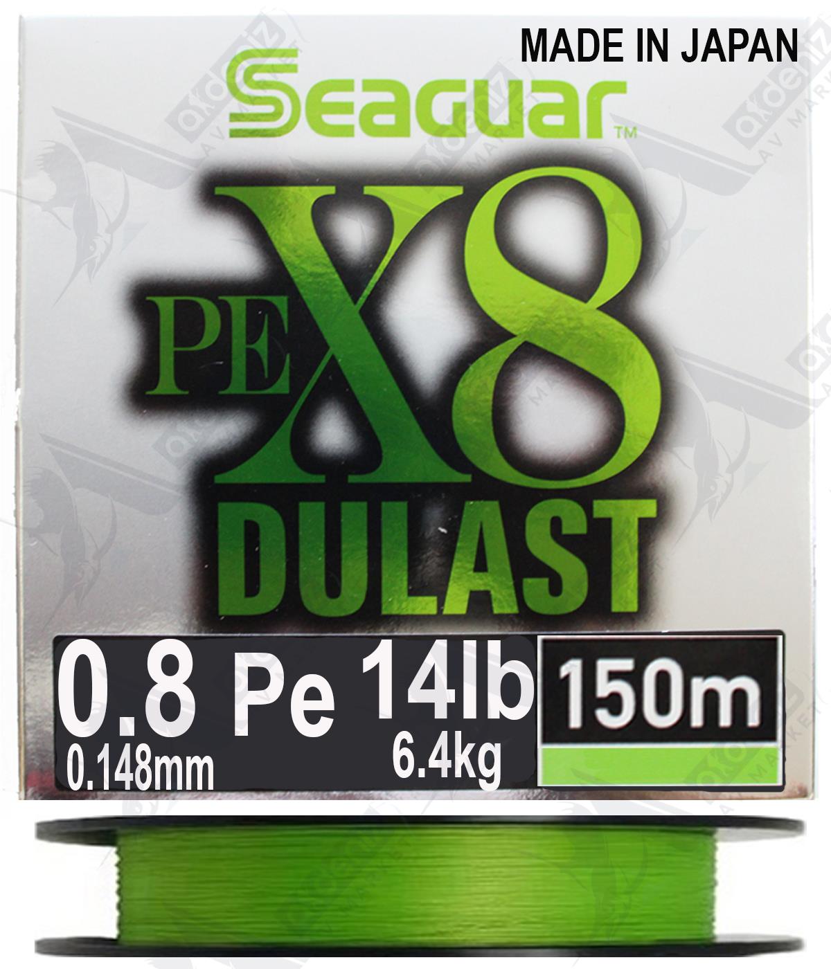 Seaguar Dulast PE X8 0.8 Pe 0.148mm 14Lb 150 Mt İp Misina Flash Green.SEAGUAR