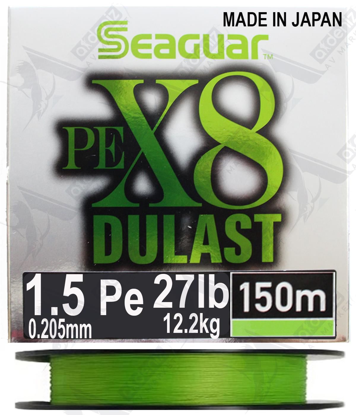 Seaguar Dulast PE X8 1.5 Pe 0.205mm 27Lb 150 Mt İp Misina Flash Green.SEAGUAR