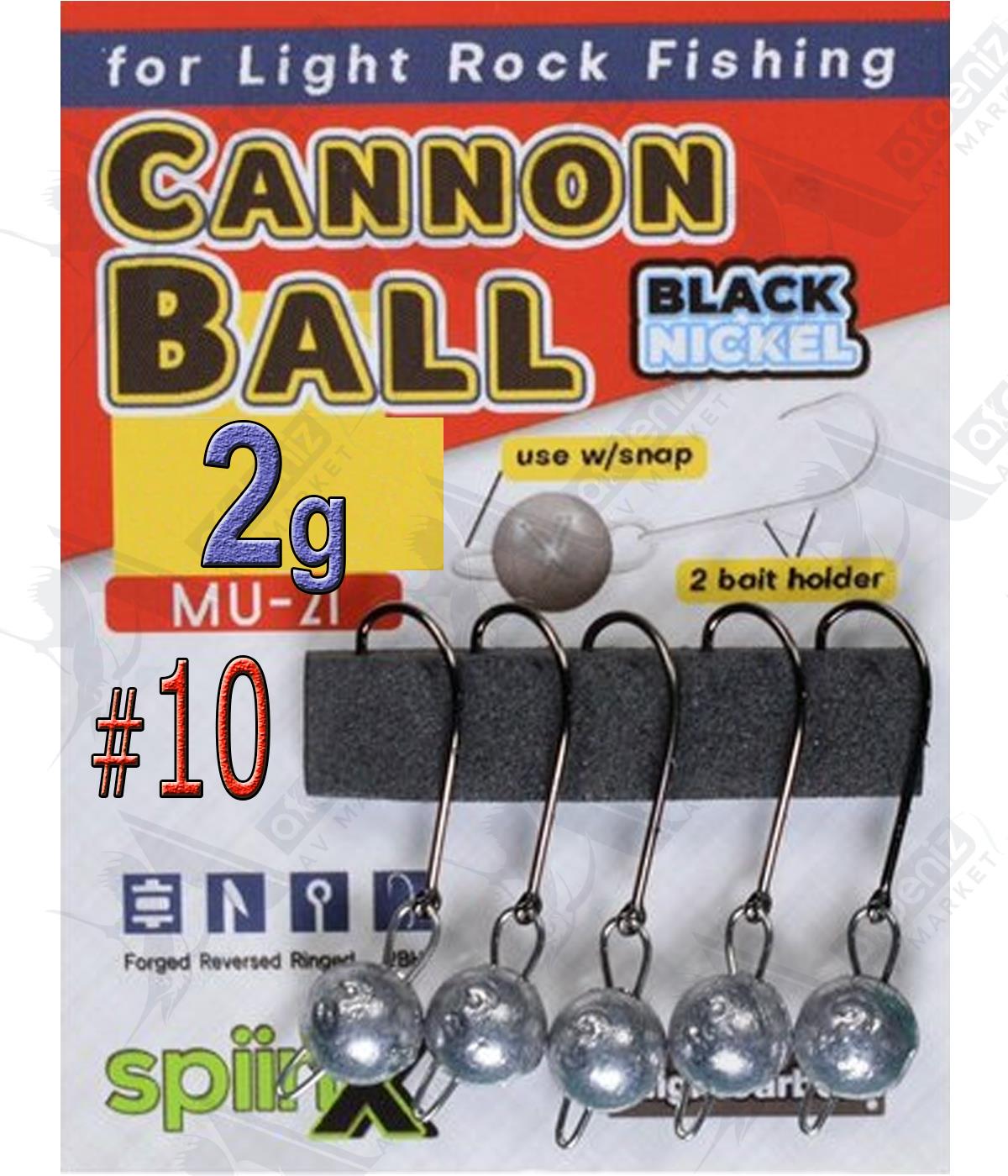 SpiinX Cannon Ball Mafsallı Jighead Ham 5'li Paket 2Gr İğne No:10SPİİNX