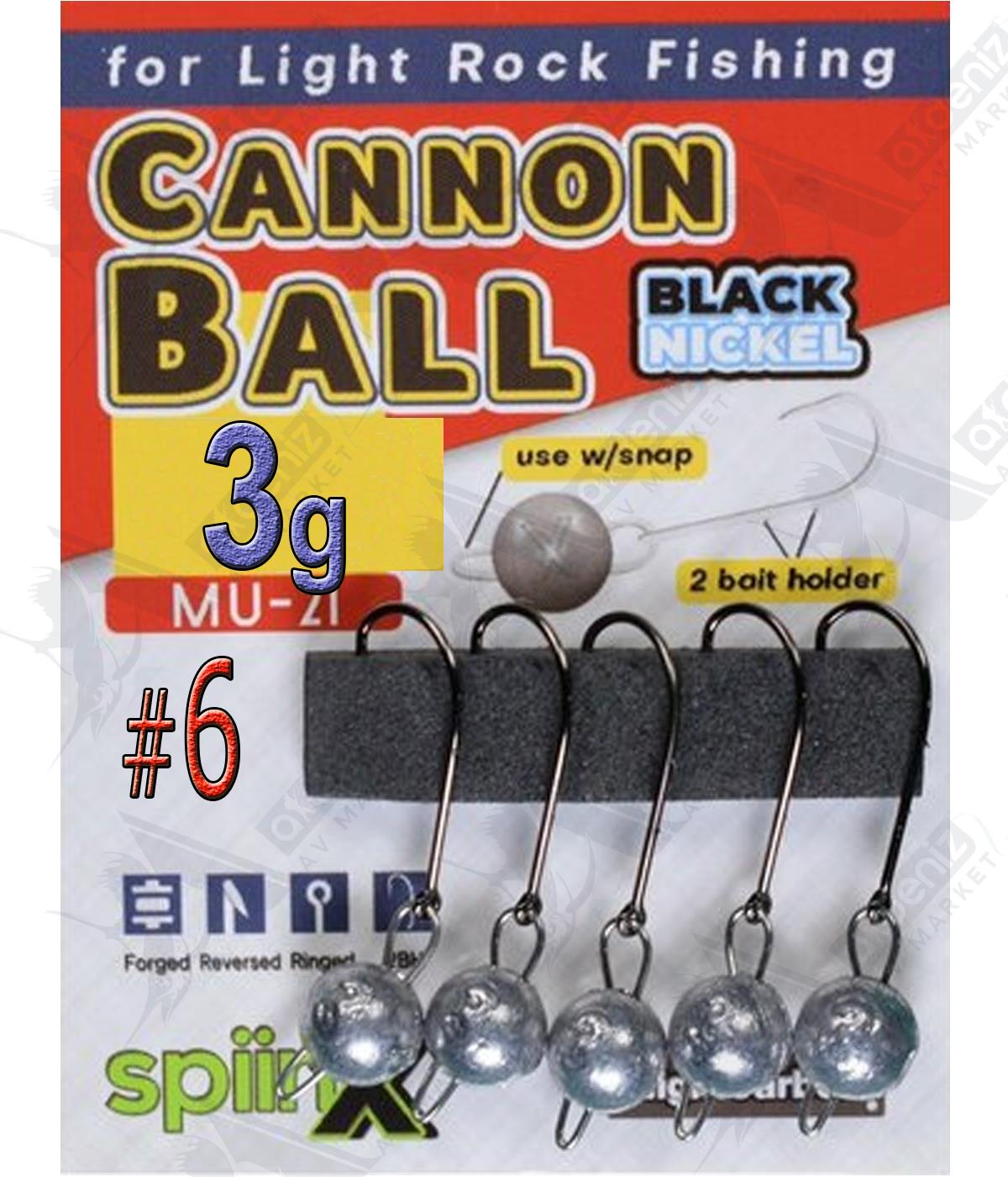 SpiinX Cannon Ball Mafsallı Jighead Ham 5'li Paket 3Gr İğne No:6SPİİNX