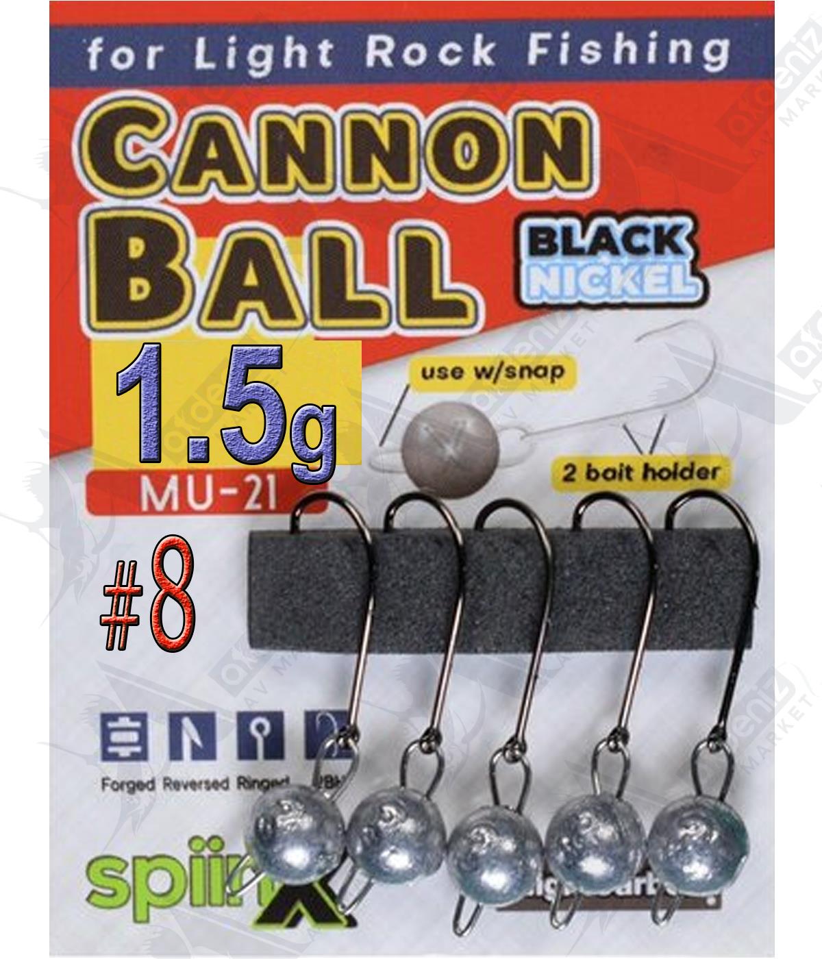 SpiinX Cannon Ball Mafsallı Jighead Ham 5'li Paket 1.5Gr İğne No:8SPİİNX