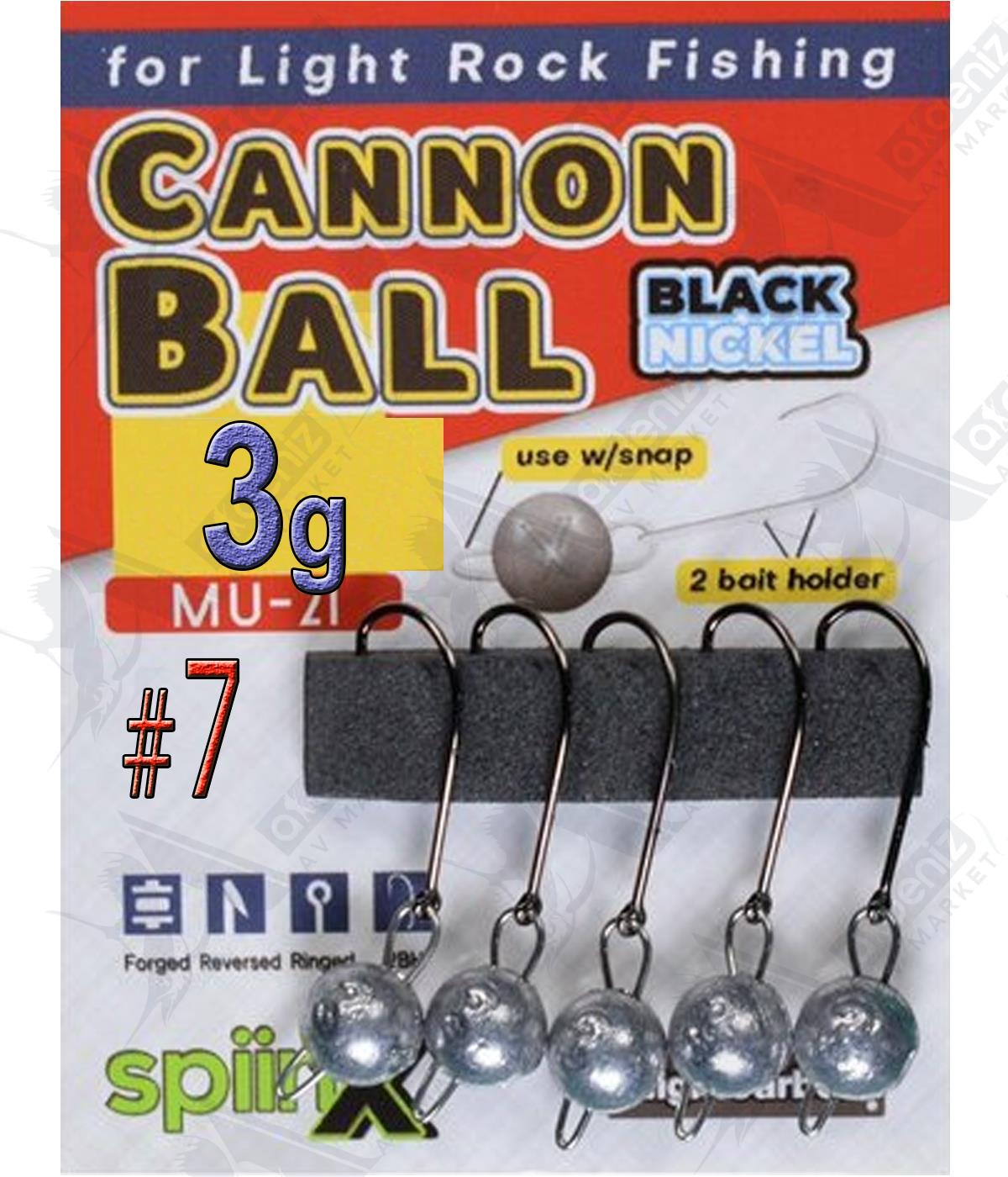 SpiinX Cannon Ball Mafsallı Jighead Ham 5'li Paket 3Gr İğne No:7SPİİNX