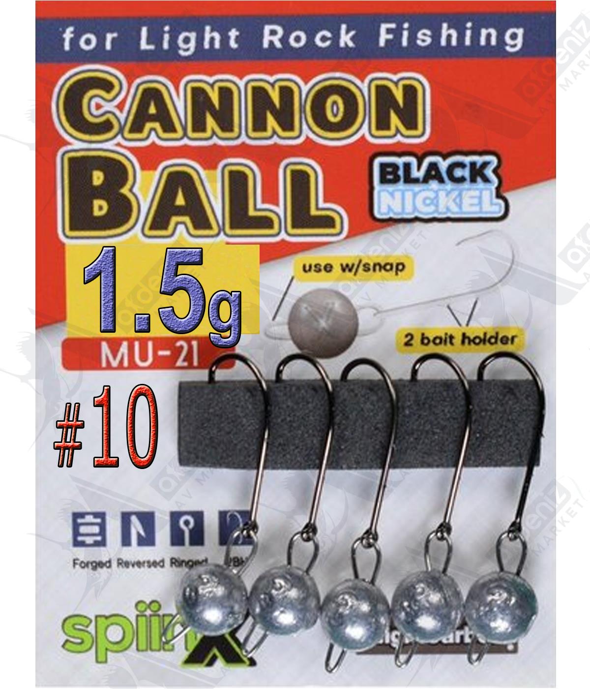 SpiinX Cannon Ball Mafsallı Jighead Ham 5'li Paket 1.5Gr İğne No:10SPİİNX