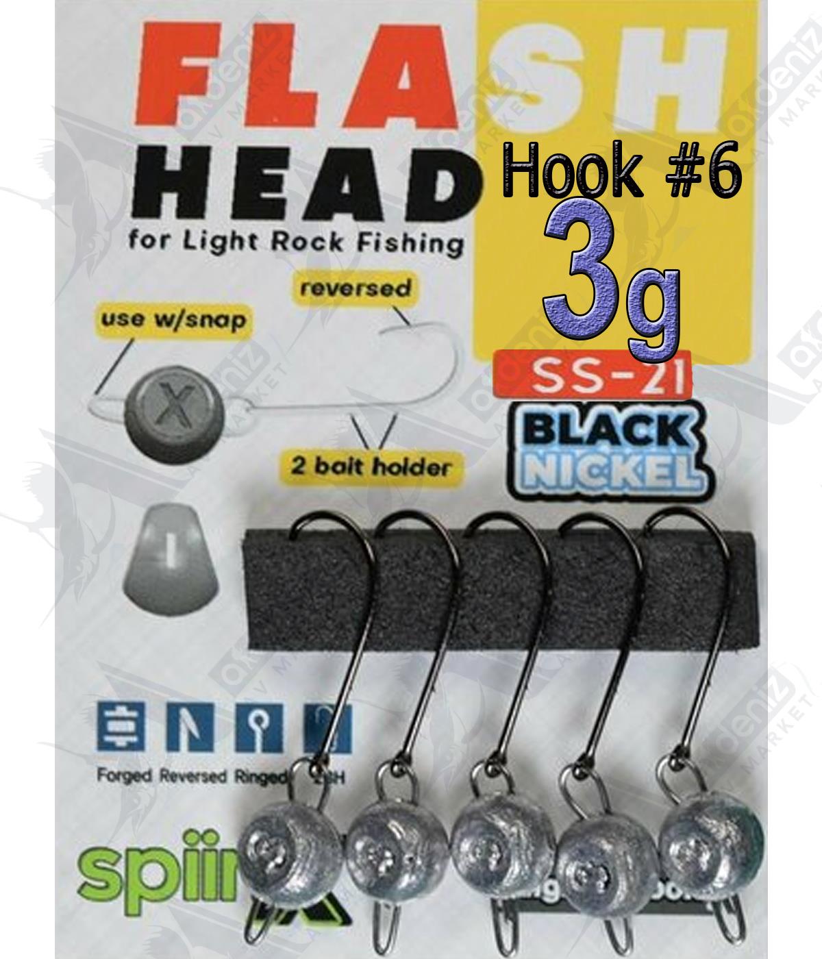 SpiinX Flash Head Mafsallı Jighead Ham 5'li Paket 3Gr İğne No:6SPİİNX