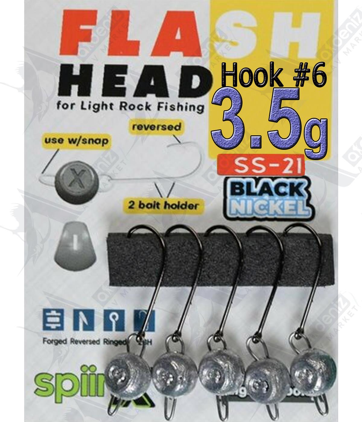 SpiinX Flash Head Mafsallı Jighead Ham 5'li Paket 3.5Gr İğne No:6SPİİNX