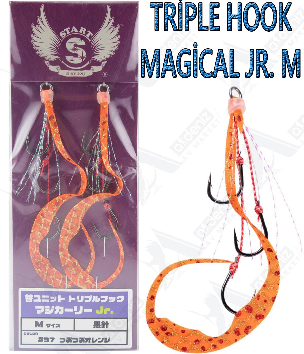 Start Triple Hook Magical Jr. M Tai Rubber Skirt / Etek 2'li Paket #37 Orange With GranulesSTART