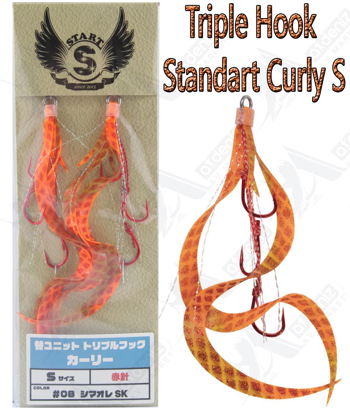 Start Triple Hook Standart Curly S Tai Rubber Skirt / Etek 2'li Paket #08. Shimaole SKSTART