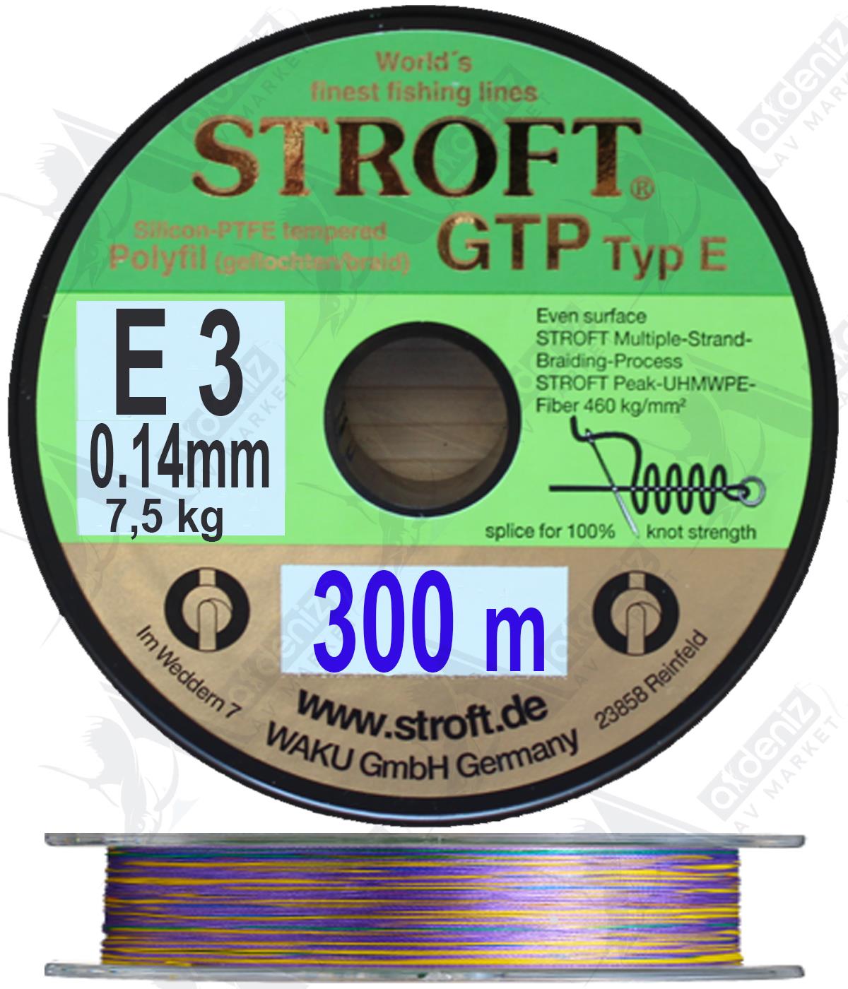 Stroft GTP TYP E E3 0.14 mm 7.5 Kg İp Misina Multicolor 300MSTROFT