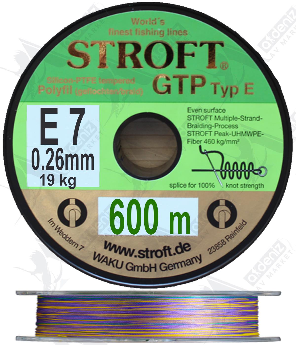 Stroft GTP TYP E7 0.26mm 19kg İp Misina 600 Mt MulticolorSTROFT