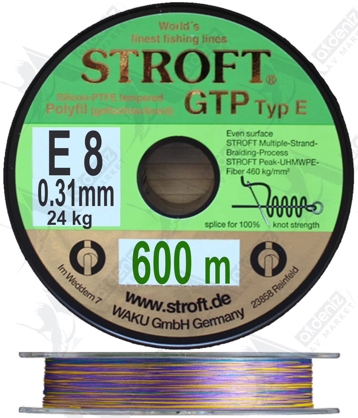 Stroft GTP TYP E8 0.31mm 24kg İp Misina 600 Mt MulticolorSTROFT