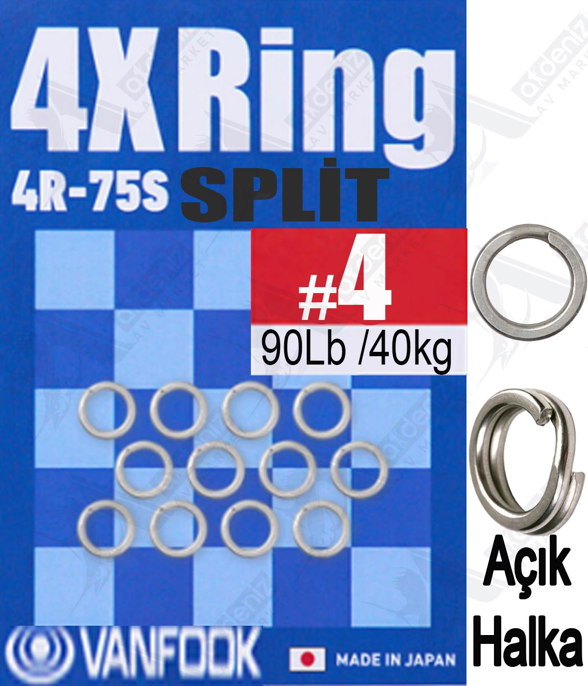 Vanfook 4R-75S 4X Split Ring (Açık-Geçmeli Halka) 12'li Paket #4VANFOOK