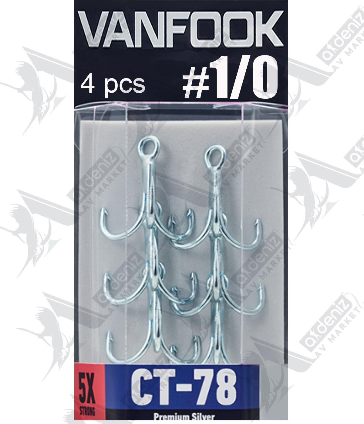 Vanfook CT-78 5X Treble Hook Super Heavy Premium Silver (Üçlü İğne) 4'lü Paket #1/0VANFOOK