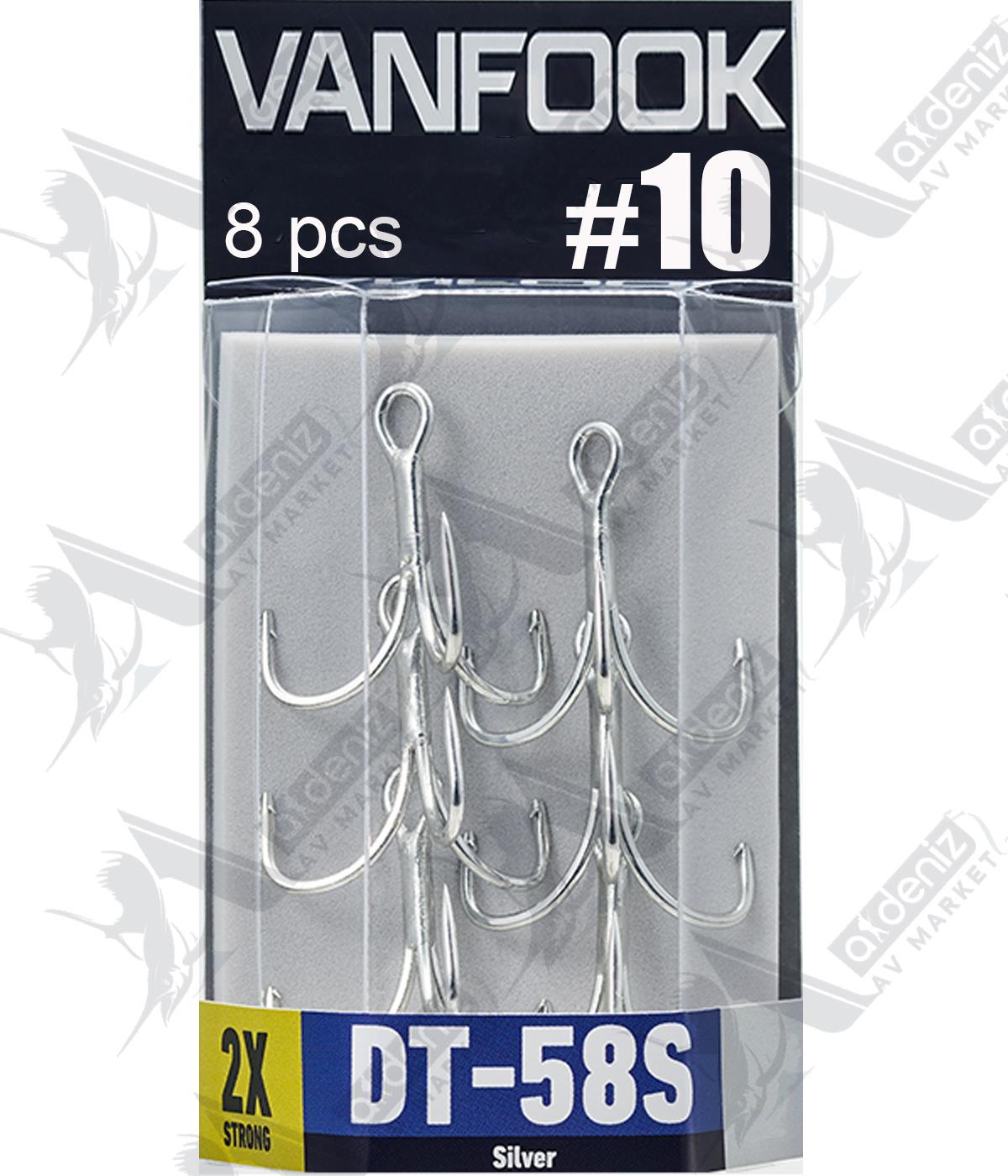 Vanfook DT-58S Treble Hook 2X Medium Heavy (Üçlü İğne) Silver 8'li Paket #10VANFOOK
