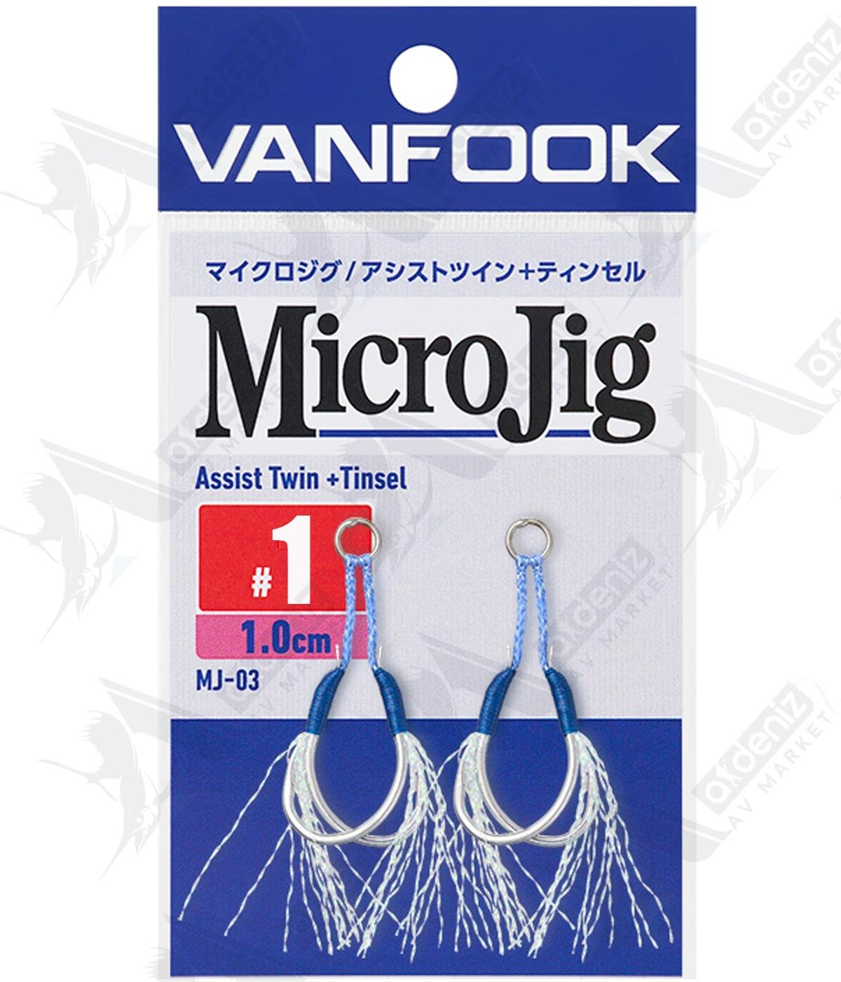 Vanfook MJ-03 Micro Jig Assist Hook Twin+Tinsel 1 Cm (Çiftli 2 Adet Simli Asist İğne) #1VANFOOK