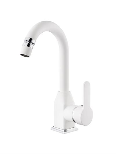 Stil Mix Lavabo (Kısa Borulu Oynar Perlatörlü) Beyaz-Krom