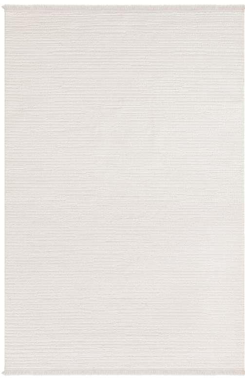 Bukle 1120 Kendinden Doğal Çizgili Saçaklı Minimalist ve Modern Tarzda Krem Renkli Halı