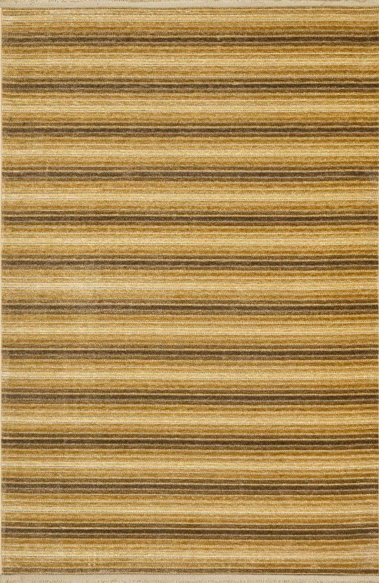 Cool 402 Gold Renkli Doğal Çizgili Yumuşak Dokulu Kaymaz Tabanlı Modern Tarz Kilim