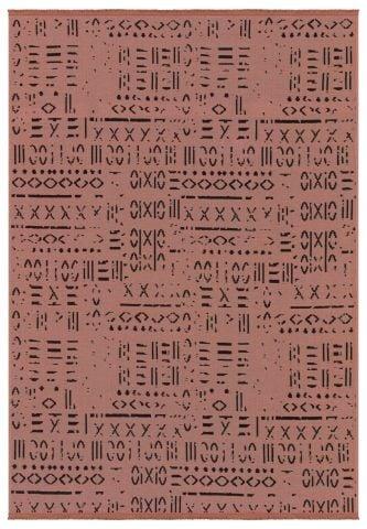 Cool 403 Kiremit Renkli Etnik Desenli Yumuşak Dokulu Kaymaz Tabanlı Modern İskandinav Tarz Kilim