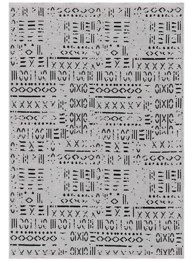Cool 403 Krem Renkli Etnik Desenli Yumuşak Dokulu Kaymaz Tabanlı Modern İskandinav Tarz Kilim