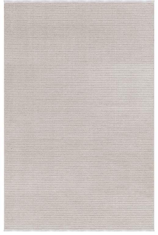 Cool 404 Bej Renkli Kendinden Doğal Çizgili Minimalist Yumuşak Dokulu Kaymaz Tabanlı Sade Kilim
