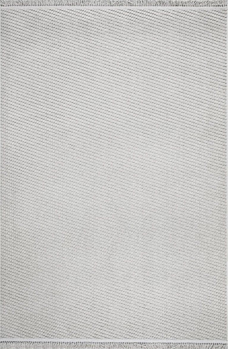 Dizayn 1063 Sade Minimalist Gri Renk Spor Saçaklı Modern Halı