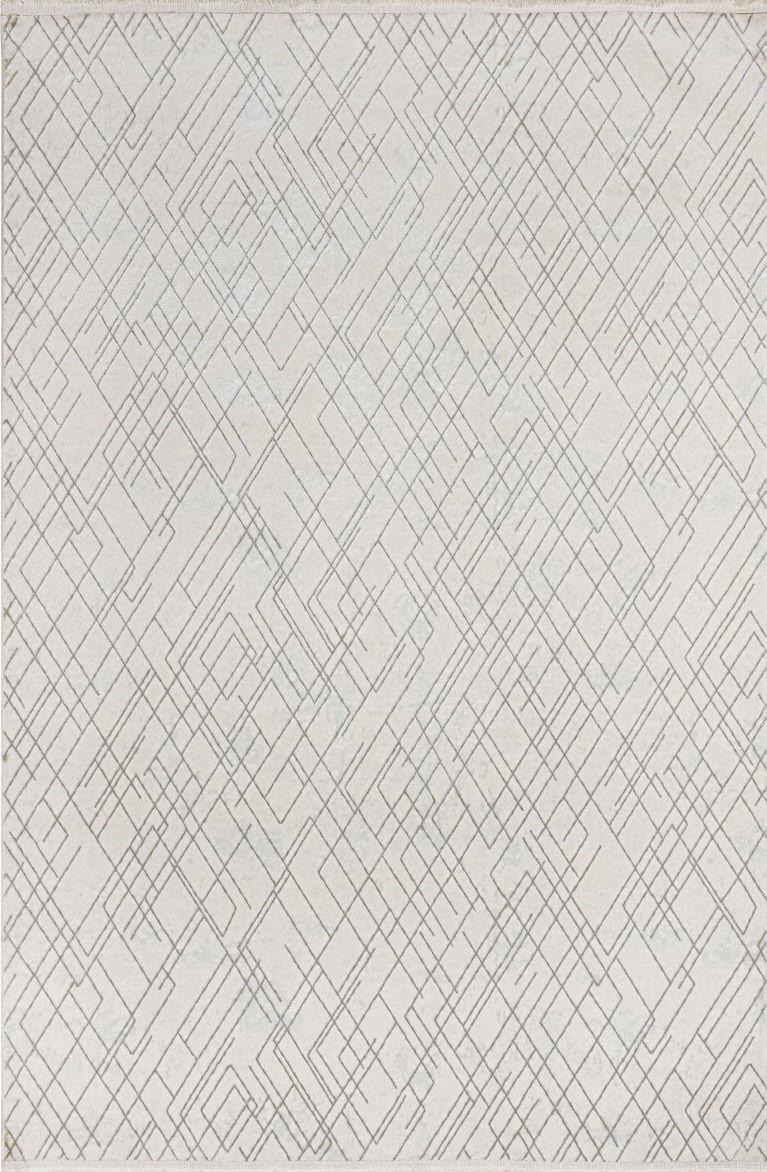 Nadide 1067 Toz Vermeyen Geometrik Çizgi Detaylı Modern Krem Renk Halı