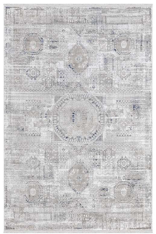Roma 1129 %60 Akrilik %40 Polyester İplik Doğal Pamuk Tabanlı Gri Renk Desenli Vintage Halı