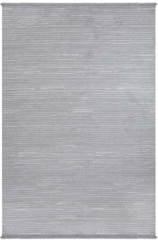 Bukle 1120 Kendinden Doğal Çizgili Saçaklı Gri Renk Minimalist ve Modern Tarzda Halı