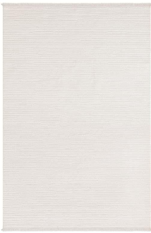 Bukle 1120 Kendinden Doğal Çizgili Saçaklı Minimalist ve Modern Tarzda Krem Renkli Halı