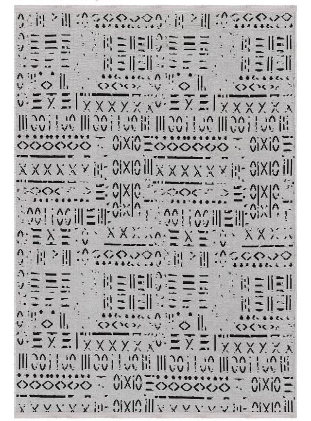Cool 403 Vizon Renkli Etnik Desenli Yumuşak Dokulu Kaymaz Tabanlı Modern İskandinav Tarz Kilim