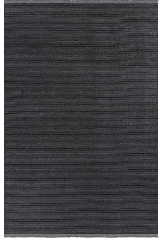 Cool 404 Antrasit Renkli Kendinden Doğal Çizgili Minimalist Yumuşak Dokulu Kaymaz Tabanlı Sade Kilim