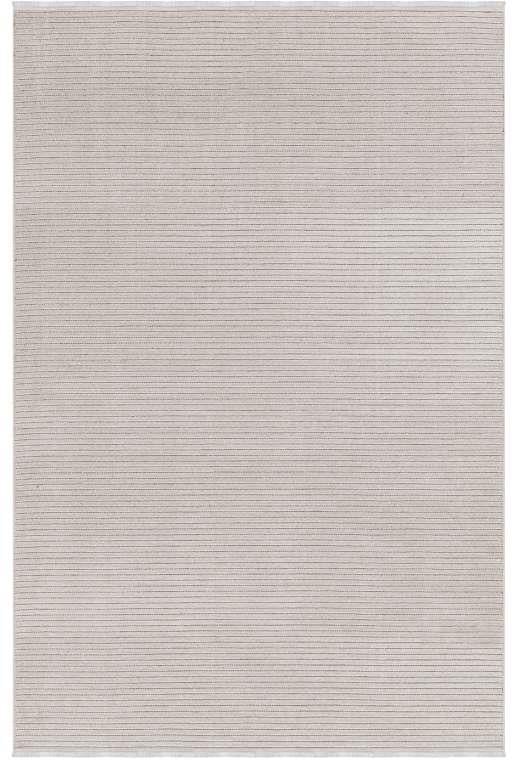 Cool 404 Bej Renkli Kendinden Doğal Çizgili Minimalist Yumuşak Dokulu Kaymaz Tabanlı Sade Kilim